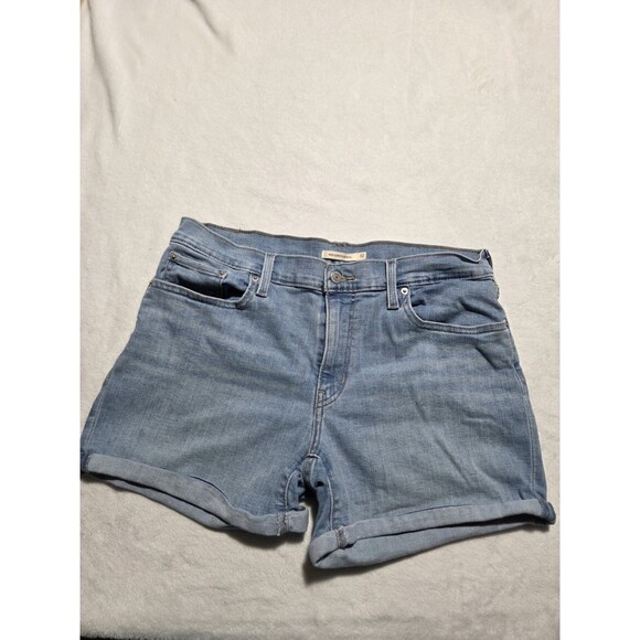 Levi's Women's Mid Length Shorts Size 32 Zip Fly Mid Rise  Blue Denim - Picture 1 of 13